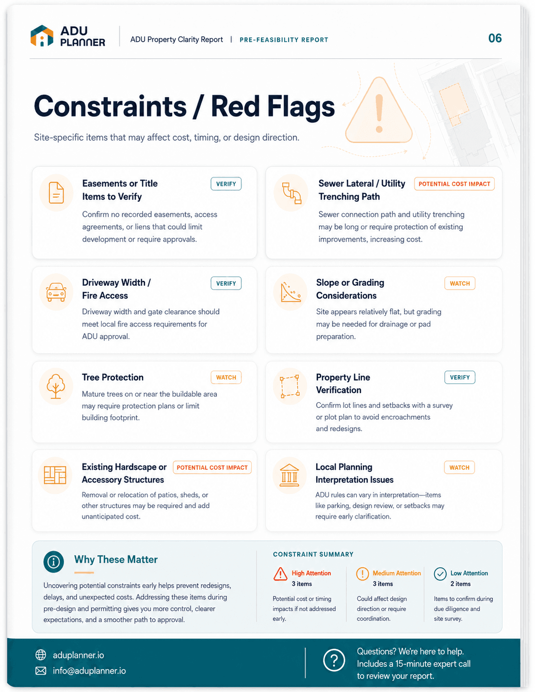 Constraints and red flags report page